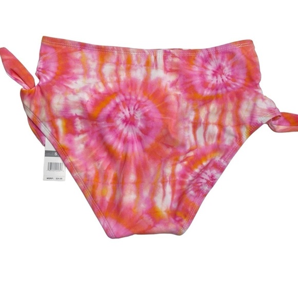 Sundazed Tatum Tie Dye Side Tie High Waist Bikini Bottoms Small New Pink Orange - Picture 6 of 6